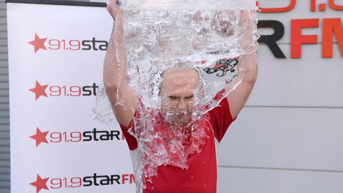 Star FM breakfast presenter Al takes the ice bucket challenge on Wednesday. Picture: JIM ALDERSEY
