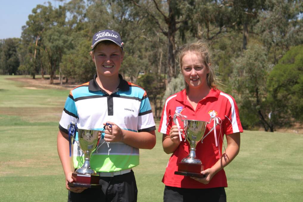 MASTERS: Waverley's Cameron John and Neangar Park's Tahlia Holmberg hold the silverware. Picture: CONTRIBUTED