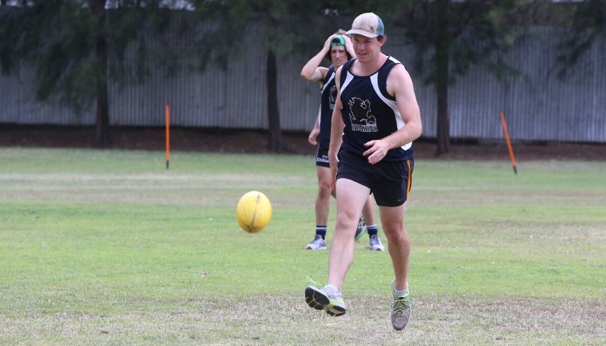 KICKING ON: Michael Cornish goes through his paces at another pre-season with Sandhurst Football Netball Club. Picture: PETER WEAVING 