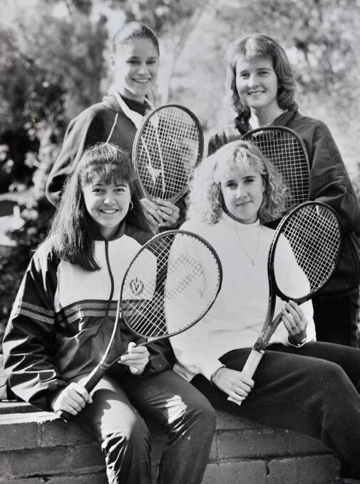 Bendigo Senior Secondary College's tennis team. Back: Phoebe Eisfelder and Rosemary Rowe. Front: Sharni Rothacker and Tammy Davis. 
