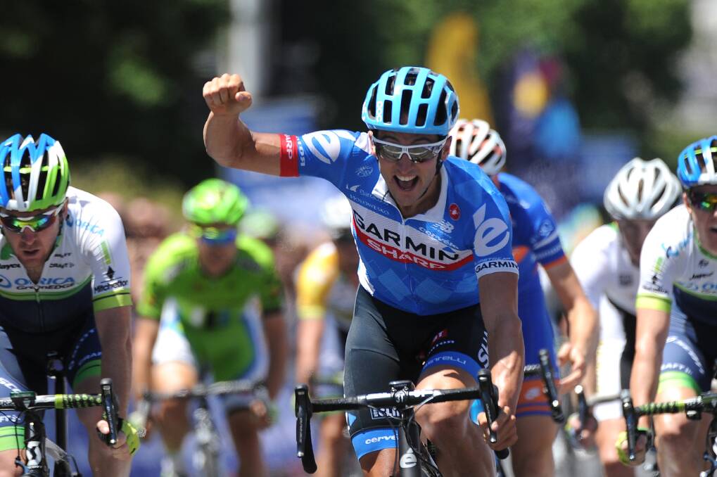 SUPER SPRINT: Nathan Haas wins the tour stage from Geelong to Ballarat. Picture: Ballarat Courier