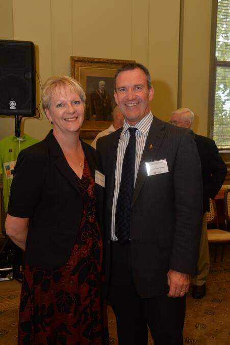 Maree Edwards MLA and City of Greater Bendigo CEO Craig Niemann at the Bendigo International Madison welcome function at Bendigo Town Hall. 
