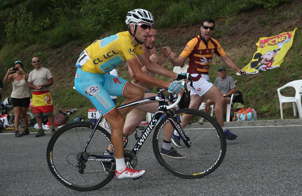 POWERING ON: Tour de France leader Vincenco Nibali from Italy wins Thursday's 18th stage, the last in the mountains. Picture: GETTY 