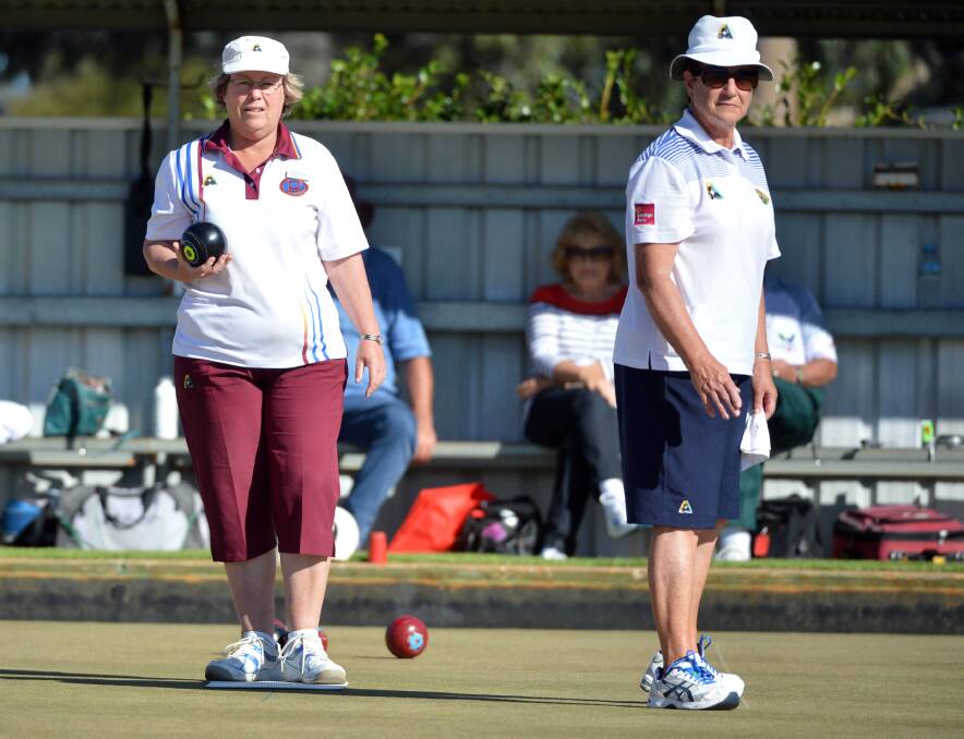 Seymour's Alison Hall and Warracknabeal's Edna Anderson in the champion of champions singles final. Picture: BRENDAN McCARTHY