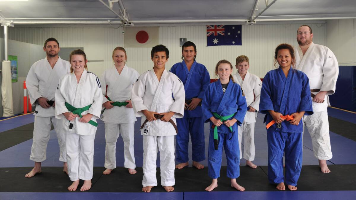 MARTIAL ARTISTS: Ben Donegan, Amila and Sancia Carlile, Bryan and Allan Jolly, Anais and Louis Mott, Thea Sestosa and Phil Cursons at Judo Bendigo's dojo in Breen Street. Picture: JODIE DONNELLAN 