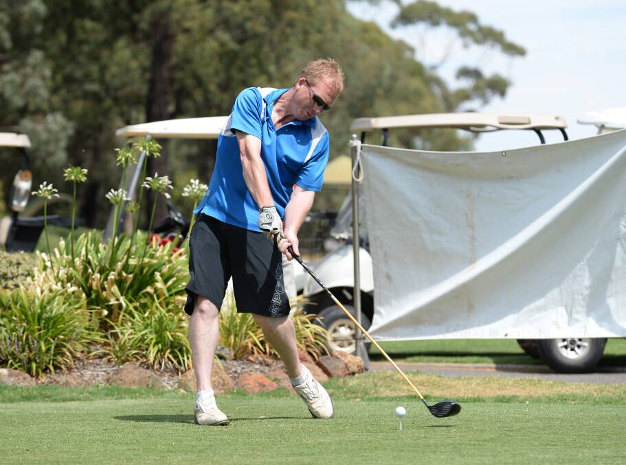 POWERFUL DRIVE: Ben Johnstone tees off in the Trainee Pro-Am at Neangar Park Golf Club. Picture: JODIE DONNELLAN