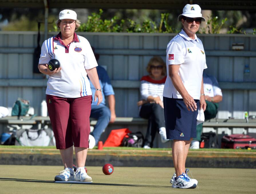 FINAL: Alison Hall and Edna Anderson in the champion of champion singles. Picture: BRENDAN McCARTHY
