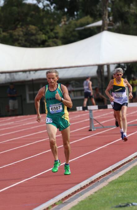 Robbie Costmeyer races to victory in the 65-59 years 2000m steeplechase. Picture: LIZ FLEMING 