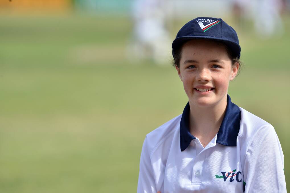 RISING STAR: Victoria's Kate Douglass on day one of the School Sport Australia 12-under cricket championships in Bendigo. Picture: BRENDAN McCARTHY