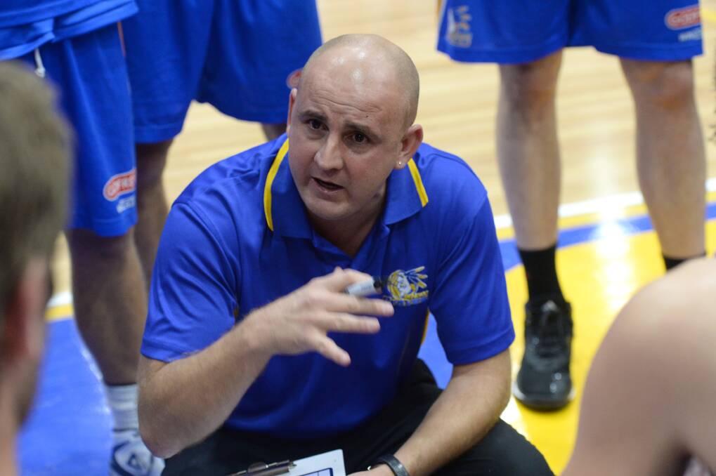 MAKING MOVES: Bendigo Braves coach Ben Harvey during one of this season's time-outs. 