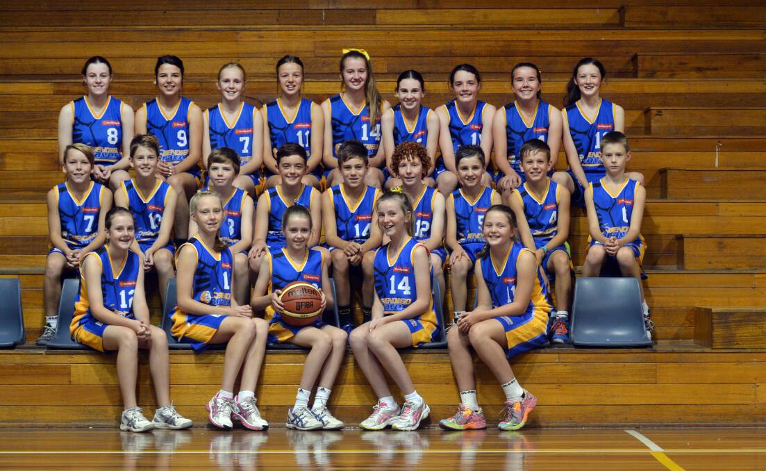 The Bendigo Braves under-12 girls (front), under-12 boys (second row) and under-14 girls (back) starred in last year's Victoria Country basketball campaigns. Picture: BRENDAN McCARTHY 