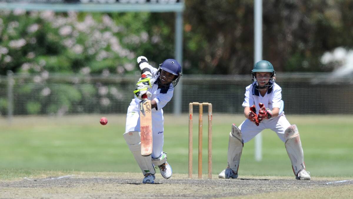  Victoria's Ash Chandrasinghe drives in Tuesday's clash with New South Wales at Canterbury Park in Eaglehawk. Picture: JODIE DONNELLAN