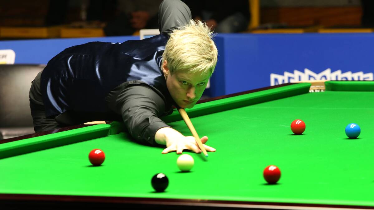 FOCUSED: Neil Robertson in Thursday night's second-round match against Jamie Jones. Picture: PETER WEAVING 