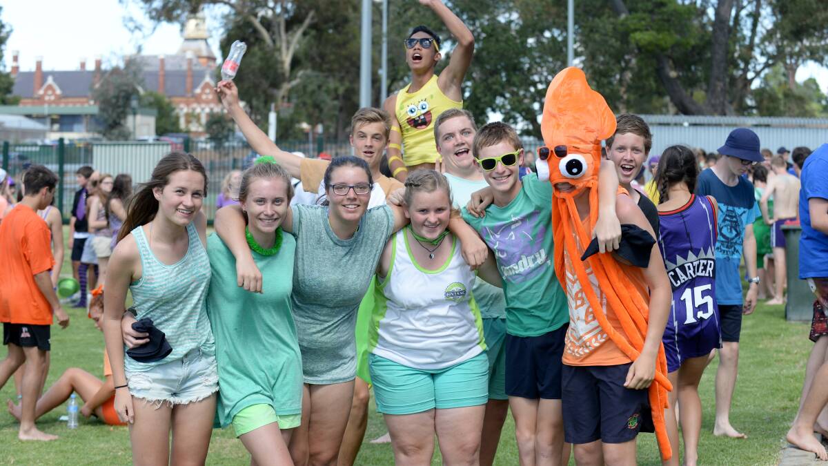 Students from year 9 enjoy the fun at CCB's swimming carnival. 