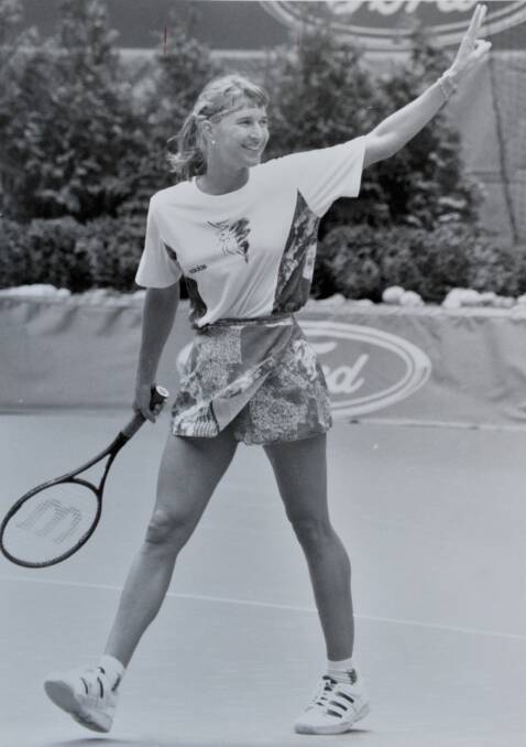 Steffi Graf celebrates another victory on centre court at Melbourne Park. 