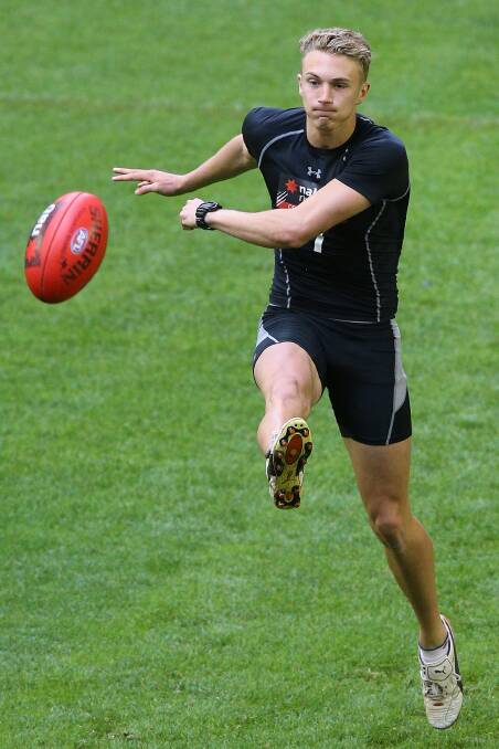 SKILFUL: Jaden McGrath kicks at last year's AFL national draft camp. Picture: GETTY 