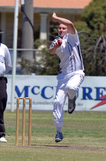 Maryborough's Steven Dellavedova bowls in the clash with Northern District Colts at Kangaroo Flat. Picture: BRENDAN McCARTHY