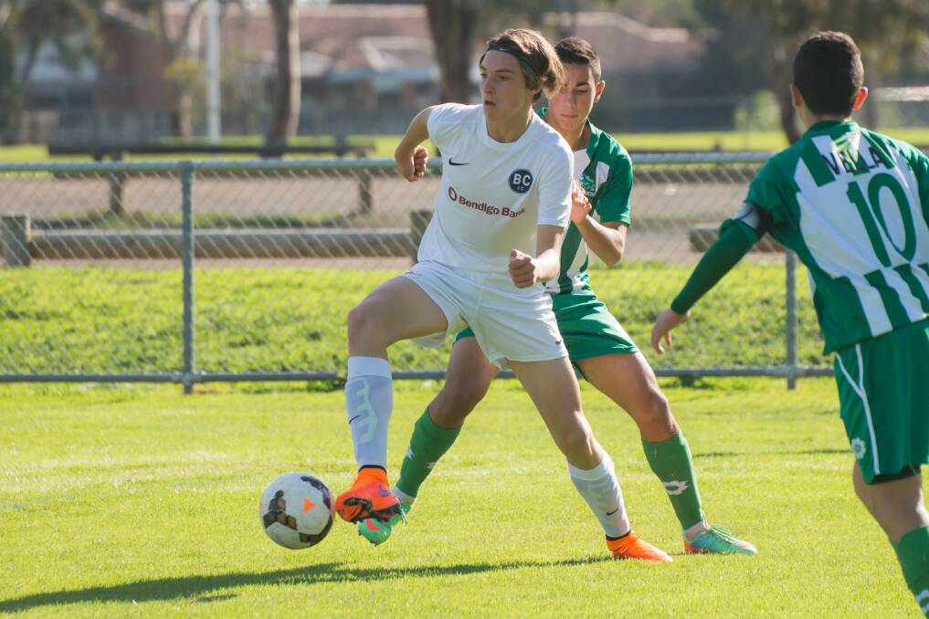 Oliver Huzzey scored a goal in Bendigo City FC's victory in the under-15s clash with Green Gully. Picture: WILD RHINO PHOTOGRAPHY
