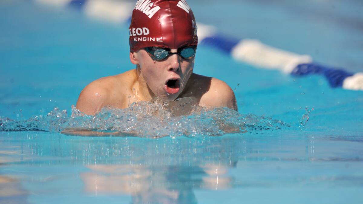 Heath MacLeod competes at the Victoria Country swimming titles in 2012 at Bendigo Aquatic Centre. 