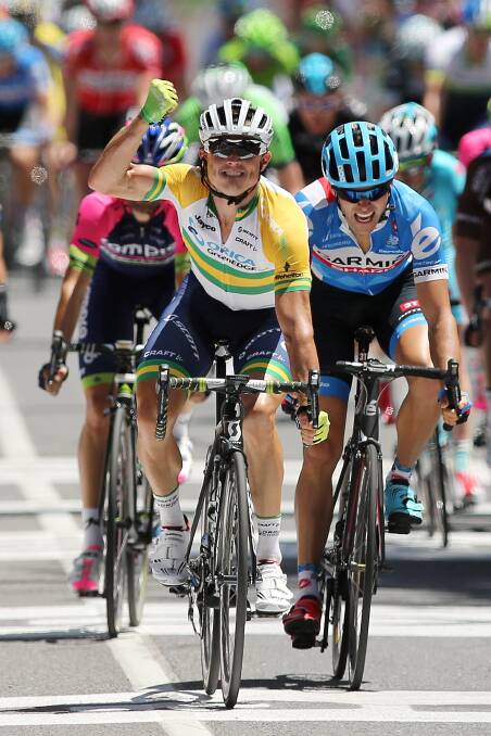 VICTORY: Simon Gerrans wins stage one in the Tour Down Under. Picture: GETTY