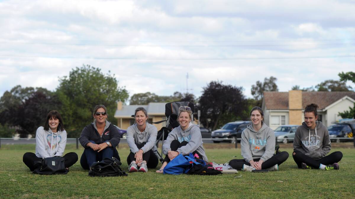 CRICKET FANS: Emily Hill, Bridget Gallagher, Shelley DeAraugo, Kathryn Taylor, Sophie Holt and Jo Isaacs watch Strathdale-Maristians play White Hills in the Twenty20 match at Bell Oval. Picture: JODIE DONNELLAN 