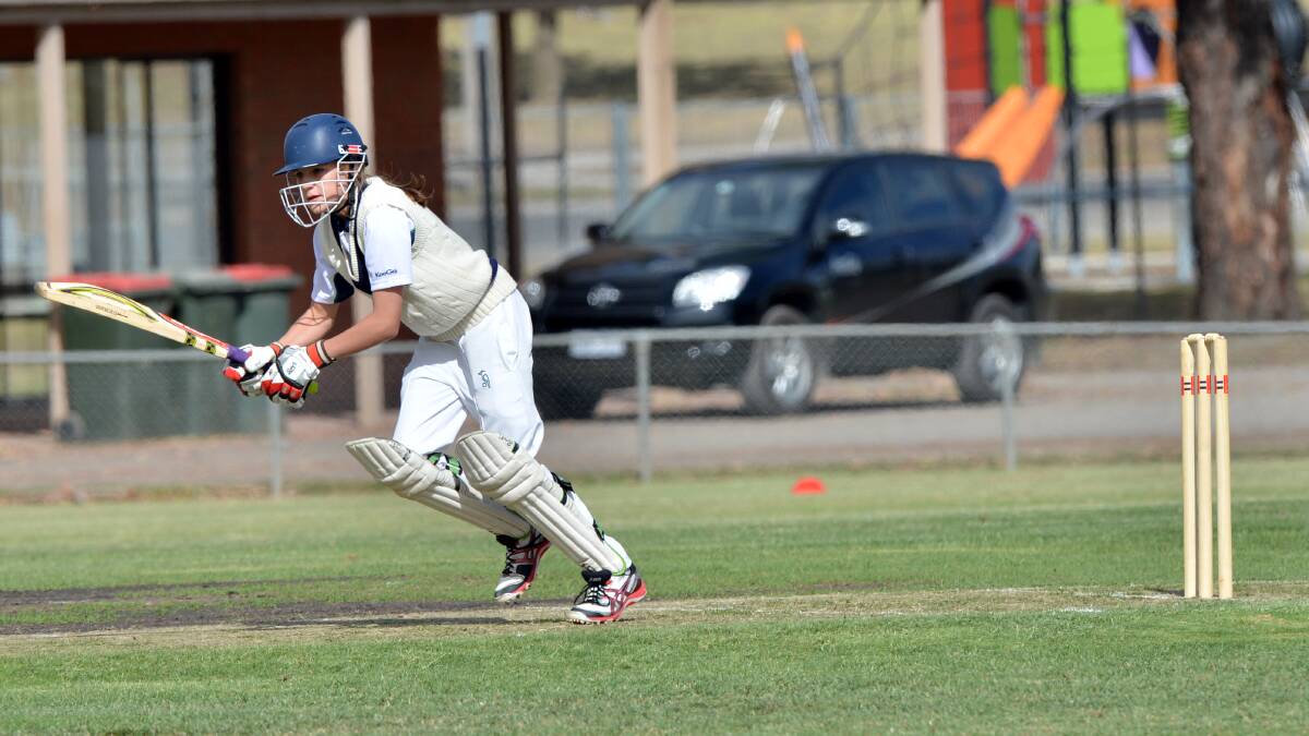ATTACK: Victoria's Annabel Sutherland batting in the first-round match against South Australia in North Bendigo. Picture: BRENDAN McCARTHY 