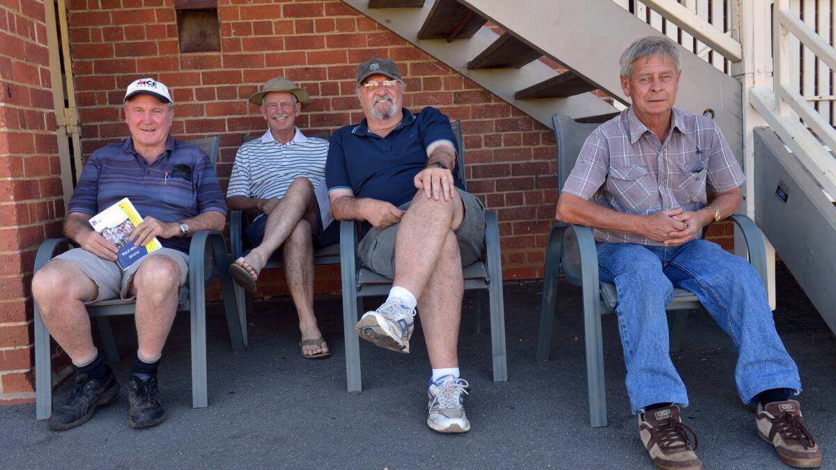 Peter King, Mick Rodda, Trevor Lynch and Alan Smith enjoy the clash between Goulburn Murray Colts and Swan Hill at Eaglehawk's Canterbury Park. Picture: BRENDAN McCARTHY 
Picture:
