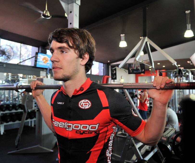 WORKOUT: Cycling star Braeden Dean in training at Feelgood Fitness in Strathdale. Picture: JODIE DONNELLAN