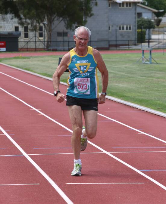 RUNNING ON: Hunter Gill was the 70-plus track champion at Bendigo Harriers for the 2013-14 track and field season. Picture: PETER WEAVING 