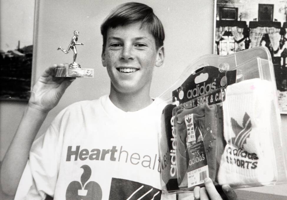 YOUNG GUN: Kerang's Ian Prendergast with some prizes earned in the 1992 season. 
