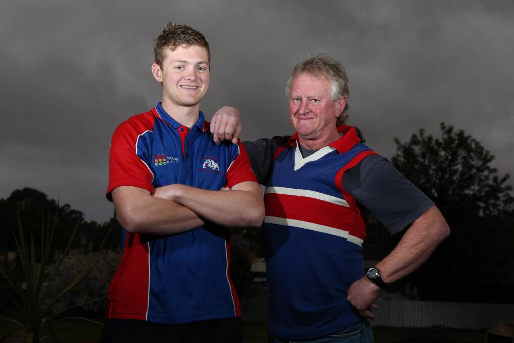 STRONG LINK: North Bendigo captain Jordan Ford and his dad Garry who played in the club's senior grand final victory in 1977. Picture: PETER WEAVING