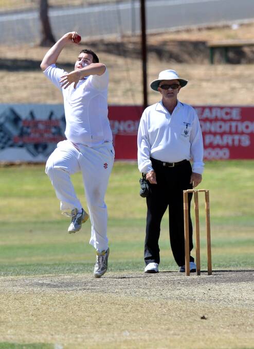 Swan Hill's Pat Noonan in the clash with Goulburn Murray Colts at Eaglehawk's Canterbury Park. Picture: BRENDAN McCARTHY