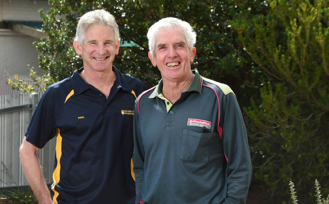 Athletics Bendigo winter series co-ordinator Paul Bennett and long time athletics competitor and official Keith Macdonald. Picture: JODIE WIEGARD 