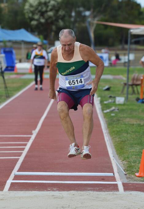 KEEN COMPETITOR: Viddy Jermacans competes in the 65-59 years decathlon. Picture: BRENDAN McCARTHY 