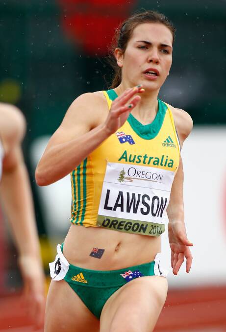 SPRINT: Emily Lawson contests her 400m heat at the world junior track and field championships in Oregon. Picture: GETTY 