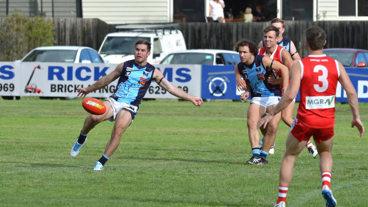 Eaglehawk's Brodie Filo kicks for goal in the clash with South Bendigo at Harry Trott Oval in Kennington. Picture: PETER WEAVING 