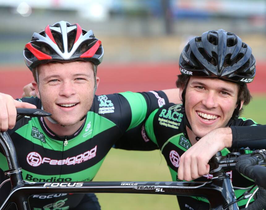 EXCELLENT PERFORMANCE: Aidan Bowe and Luke Knox ended Bendigo's track cycling season on a high. Picture: GLENN DANIELS 