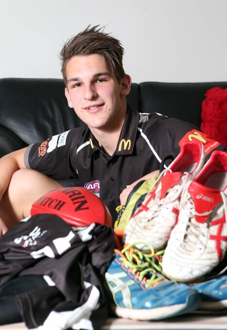 BIG TIME: Port Power draftee Jesse Palmer at home. Picture: GLENN DANIELS 