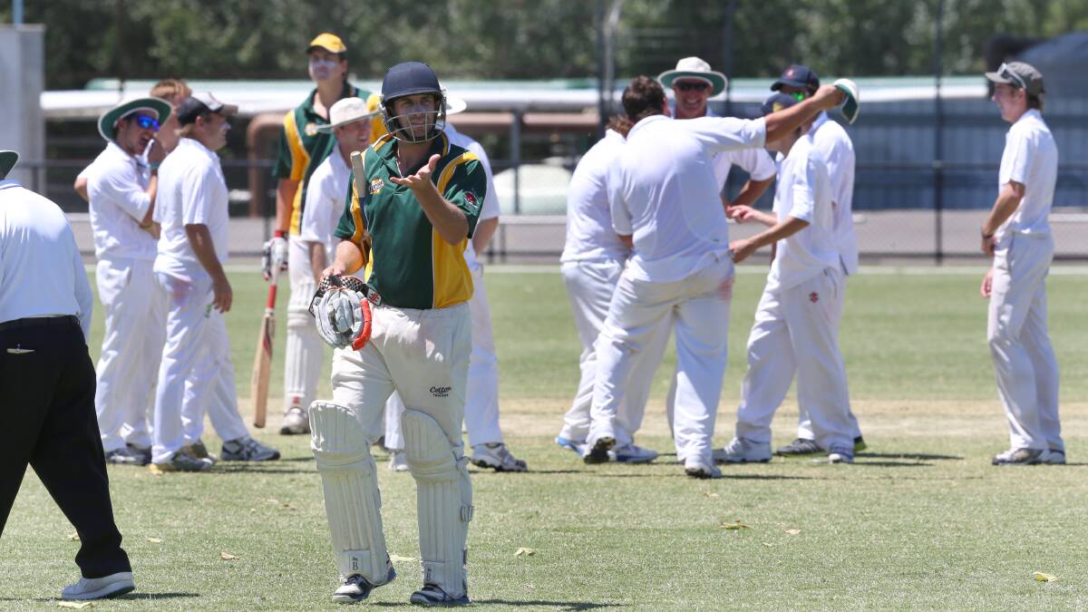 DISAPPOINTED: Murray Valley's Ashley Quinn reacts after his dismissal in the division one match.   