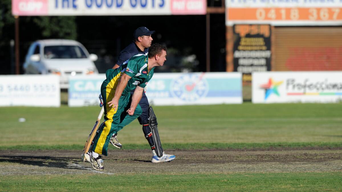 HOT FORM: Kangaroo Flat captain Adam Burns bowls in the Twenty20 clash on Eaglehawk's turf at Canterbury Park. 