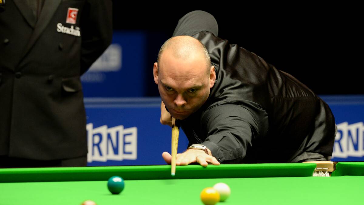 Stuart Bingham, the 2011 Goldfields Open champion, on his way to victory in the second round of the 2014 classic at Bendigo Stadium. Picture: JIM ALDERSEY