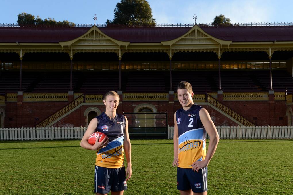 DYNAMIC DUO: Kerang's Jaden McGrath and the Pioneers new captain, Lalbert's Jake Maher will play key roles in the 2014 TAC Cup season. Picture: JIM ALDERSEY