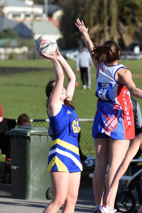 AIM: Golden Square's Abbey Ryan goels for goal in the round 13 clash with Gisborne at MyJet Oval. Picture: LIZ FLEMING
