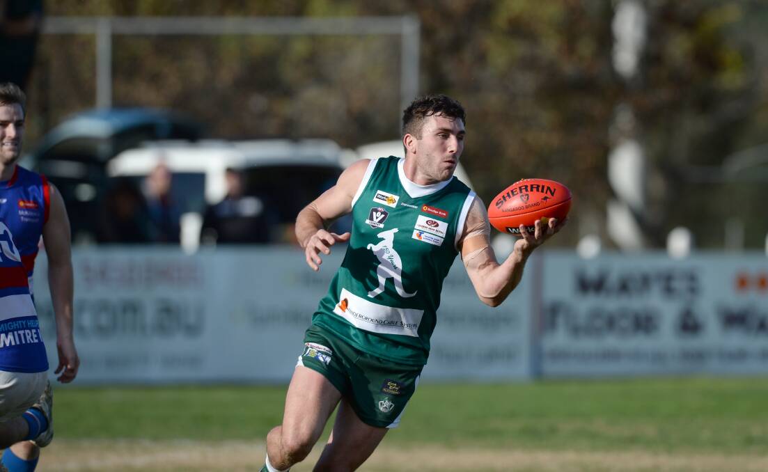 Kangaroo Flat's Cameron Rinaldi in the victory against Gisborne at Beck Legal Oval, Dower Park. 