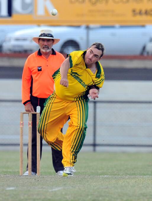 SUPERB GAME: Tim Robertson took three wickets in Kangaroo Flat's victory against Bendigo United under the Dower Park lights. 