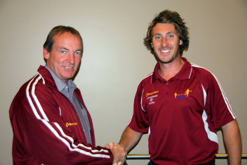 Stephen Broad and the Maryborough Castlemaine District Football Netball League's senior inter-league coach Luke Treacy. Picture: CONTRIBUTED