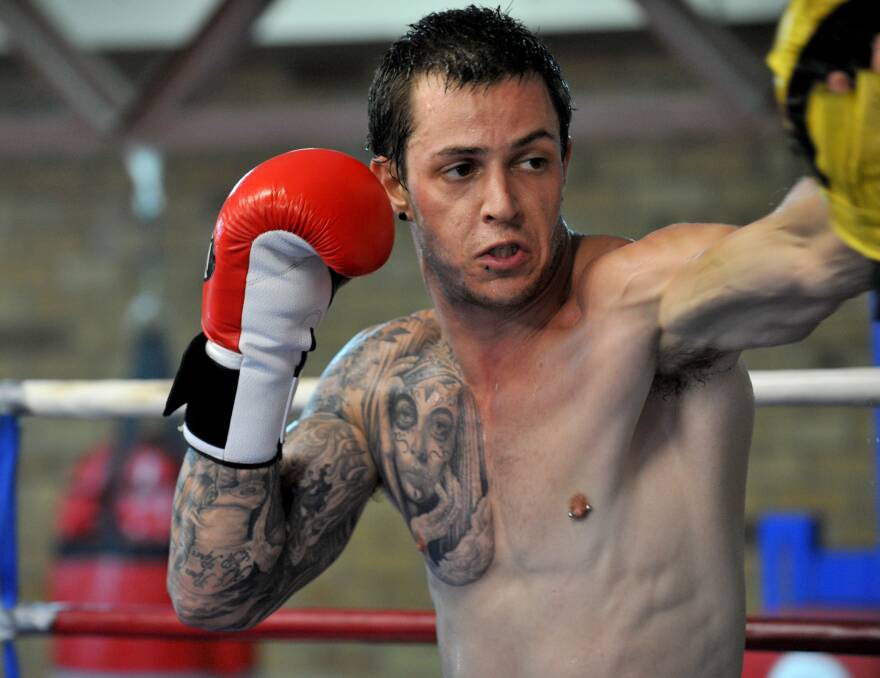 DETERMINATION: Andrew Piper in a sparring session at Pianto's Boxing Academy.  