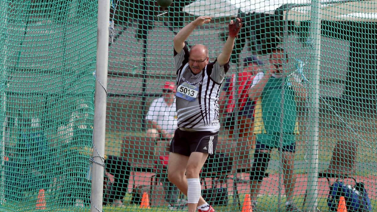 New Zealand's Mark Flaus hurls the heavy weight. Picture: LIZ FLEMING 