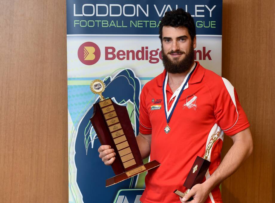RARE FEAT: Bridgewater's Adam Parry won the Loddon Valley Football League's Harding Medal for the second year in a row. Picture: JODIE DONNELLAN