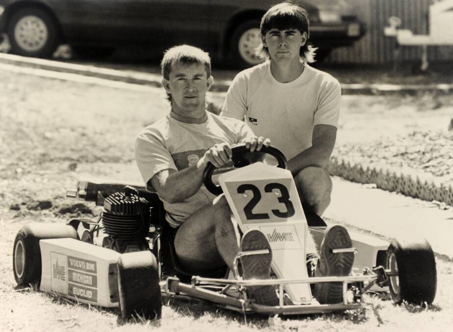 Leon Whittle and Ashley Gale with a Super 200 Kart. 